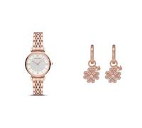 EMPORIO ARMANI Femme Rose Doré Acier Inoxydable Montre and Boucle d'oreille, Coffret