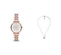 EMPORIO ARMANI Femme Rose Doré Acier Inoxydable Montre and Collier, Coffret