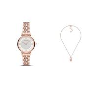 EMPORIO ARMANI Femme Rose Doré Acier Inoxydable Montre and Collier, Coffret