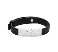 Emporio Armani Gourmette Emporio Armani en cuir et acier inoxydable, noir, pour homme, EGS3075040