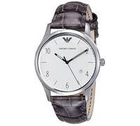 Emporio Armani Homme 41mm Bracelet Cuir Gris Quartz Analogique Montre Ar1880 Gris