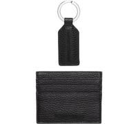Emporio Armani, Homme, Accessoires, Noir, Taille: ONE Size Coffret cadeau avec porte-cartes et porte-clés en cuir foulonné