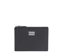 Emporio Armani, Homme, Accessoires, Noir, Taille: ONE Size Portefeuille zippé en cuir foulonné
