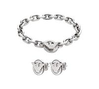 Emporio Armani Homme Bracelet et Boucles d’Oreilles en Acier Inoxydable Argenté, Set