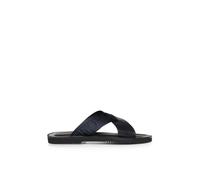 Emporio Armani, Homme, Chaussures, Bleu, Taille: 41 EU Sandales Croisées en Cuir avec Bande Logo