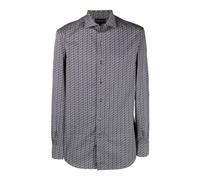 Emporio Armani, Homme, Chemises, Gris, Taille: 2XL Chemise Regular Fit avec Imprimé de Lettres All-Over