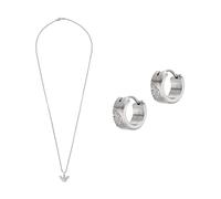 Emporio Armani Homme Collier et Boucles d’Oreilles en Acier Inoxydable Argenté, Ensemble