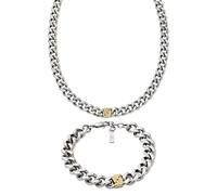 Emporio Armani Homme Set Collier et bracelet bicolores en acier inoxydable, Set