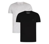 Emporio Armani Lot de 2 Hauts de Pyjama pour Homme, Noir/Gris mélangé, L