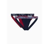 Emporio Armani Lot de 2 Strings Bold Monogram pour Homme, Bleu, XL, Bleu, XL