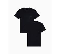 Emporio Armani Lot de 2 t-Shirts à col en V pour Homme, Noir/Noir, L