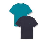 EMPORIO ARMANI Lot de 2 T-Shirts à col Rond en Pur Coton pour Homme, Bleu, Taille M, Bleu Harbour Blue/Armani, M