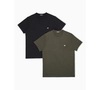 EMPORIO ARMANI Lot de 2 t-Shirts à col Rond en Pur Coton pour Homme, Noir, Taille M, Noir/forêt Nocturne, M