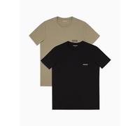 Emporio Armani Lot de 2 t-Shirts à col Rond Logolabel pour Homme, Noir, Taille XXL, Noir/vétiver, XXL