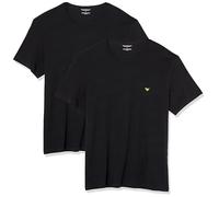 Emporio Armani Lot de 2 t-Shirts à col Rond Pure Cotton Crew pour Homme, Noir/Noir