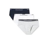 Emporio Armani Lot de 3 Boxers en Coton véritable Boxeur ajusté, Noir/Blanc/Gris, XL Homme