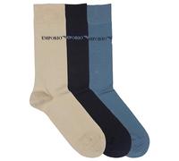 EMPORIO ARMANI Lot de 3 paires de chaussettes courtes décontractées en coton pour homme, MARINE/NUDE/AVIO (MARINEBLUE), taille unique