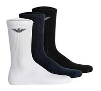 Emporio Armani Casual Cotton 3-Pack Short Socks Lot de 3 Paires de Chaussettes Courtes, Blanc/Noir/Bleu Marin, Taille Unique Homme
