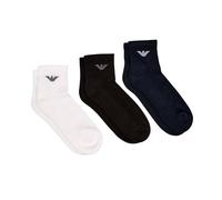 Emporio Armani Casual Cotton 3-Pack Ankle Socks Lot de 3 Paires de Chaussettes, Blanc/Noir/Bleu Marin, Taille Unique Homme