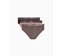 Emporio Armani Lot de 3 Slips pour Homme, Mole/Iron/Fauve, S