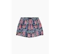 EMPORIO ARMANI Men's Macro Logo Swim Boxer, NAVY BLUE/RED/WHITE, 48