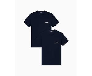 Emporio Armani Man's Bold Monogram Lot de 2 T-Shirts à col Rond, Bleu, M, ajusté, Armani Blue/Armani Blue, M
