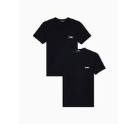 Emporio Armani T-shirt Bold Monogram Homme – Lot de 2, col rond, ajusté, Noir L