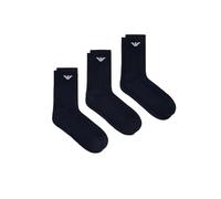 Emporio Armani Casual Cotton 3-Pack Short Socks Lot de 3 Paires de Chaussettes Courtes, Bleu/Bleu/Bleu, Taille Unique Homme