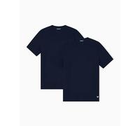 Emporio Armani Man's Essential LOGOLABEL Lot de 2 t-Shirts à col Rond Bleu Taille S Coupe régulière, Bleu, S