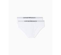 Emporio Armani Man's Soft Touch Lot de 2 Slips en Viscose de Bambou, Blanc, Taille M, Blanc/Blanc, M