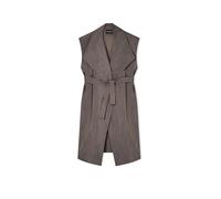 Emporio Armani, Femme, Vestes, Brun, Taille: 42 FR Manteau sans manches en laine vierge fraîche avec ceinture