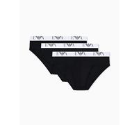 Emporio Armani – Slips Bold Monogram – Lot de 3, coton stretch, noir, Taille M Homme