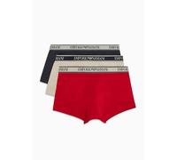 Emporio Armani Men's Stretch Cotton Core Logoband 3-Pack Trunk, Nude/Marine/Red, S