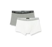 Emporio Armani Stretch Cotton Endurance 2-Pack-Trunk, Medium Melange Grey/White, M (Lot de 2) Homme