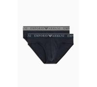 EMPORIO ARMANI Men's Stretch Cotton Endurance 2pack Brief, Marine/Marine, M