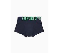 Emporio Armani Men's Stretch Cotton Megalogo Trunk, Marine, XL