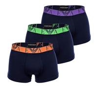 Emporio Armani Stretch Cotton Shiny Logoband 3-Pack Trunk, Marine/Marine/Marine, S (Lot de 3) Homme