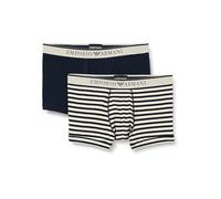 Emporio Armani Stretch Cotton Yarn Dyed Striped 2-Pack Trunk, Marine/Nude Stripe, L (Lot de 2) Homme