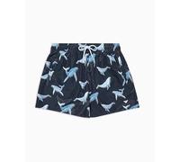 Emporio Armani Mid Boxer Maillot de Bain, Baleine imprimée Bleue, M Homme