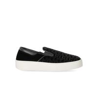 Emporio Armani - Monogram Slip-On Velvet Baskets - Femme - Chaussures - Noir - Taille: 38 EU
