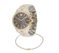 Emporio Armani Homme Montre 42MM en Acier Inoxydable Ton Argent, AR80084SET