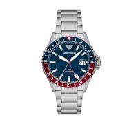 Emporio Armani Montre à double fuseau horaire GMT, en acier inoxydable, pour homme, AR11590