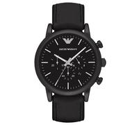 Emporio Armani Montre chronographe homme bracelet cuir noir cadran noir AR1970