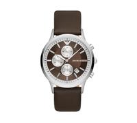 Emporio Armani Montre pour homme, mouvement chronographe, boîtier en acier inoxydable de 43 mm avec bracelet en cuir ProPlanet, AR11490