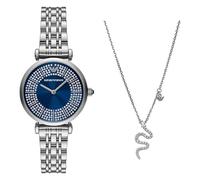 Emporio Armani Montre en Acier Inoxydable argenté et Collier en Argent Sterling pour Femme, Ensemble