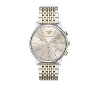 Emporio Armani Montre en Acier Inoxydable Bicolore avec chronographe