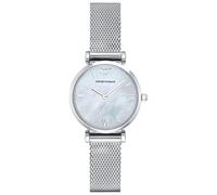 Emporio Armani Montre pour femme, mouvement à deux aiguilles, boîtier en acier inoxydable argenté de 32 mm avec bracelet en acier inoxydable, AR1955