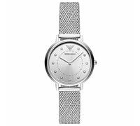 Emporio Armani Montre pour femme, mouvement à deux aiguilles, boîtier en acier inoxydable argenté de 32 mm avec bracelet en acier inoxydable, AR11128