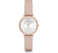 Emporio Armani Montre pour femme, mouvement à deux aiguilles, boîtier en acier inoxydable or rose de 32 mm avec bracelet en cuir, AR2510