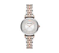 Emporio Armani Montre pour femmes, mouvement à deux aiguilles, boîtier en acier inoxydable 32MM 2T argent/rose avec bracelet en acier inoxydable, AR11537